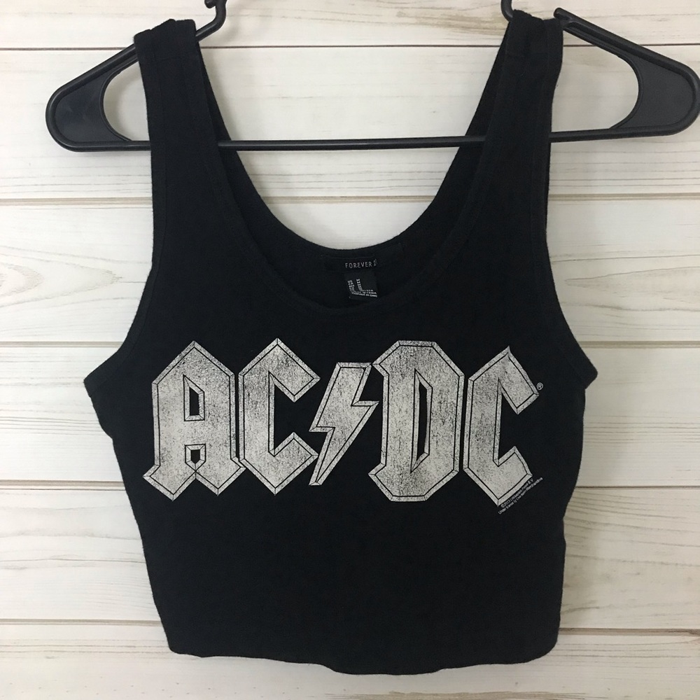 Forever 21 | AC⚡️DC Black Crop Tank, Size Medium